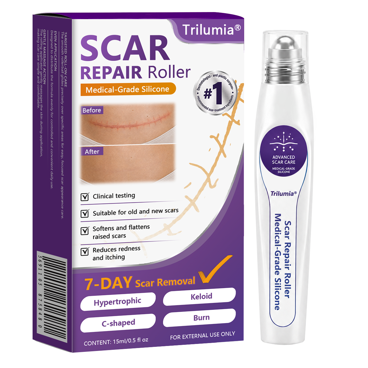 🇦🇺👨‍⚕️Trilumia® Medical-Grade Silicone Scar Repair Roller (For Raised, Red, Firm, Tight & Discoloured Surgical Scars)