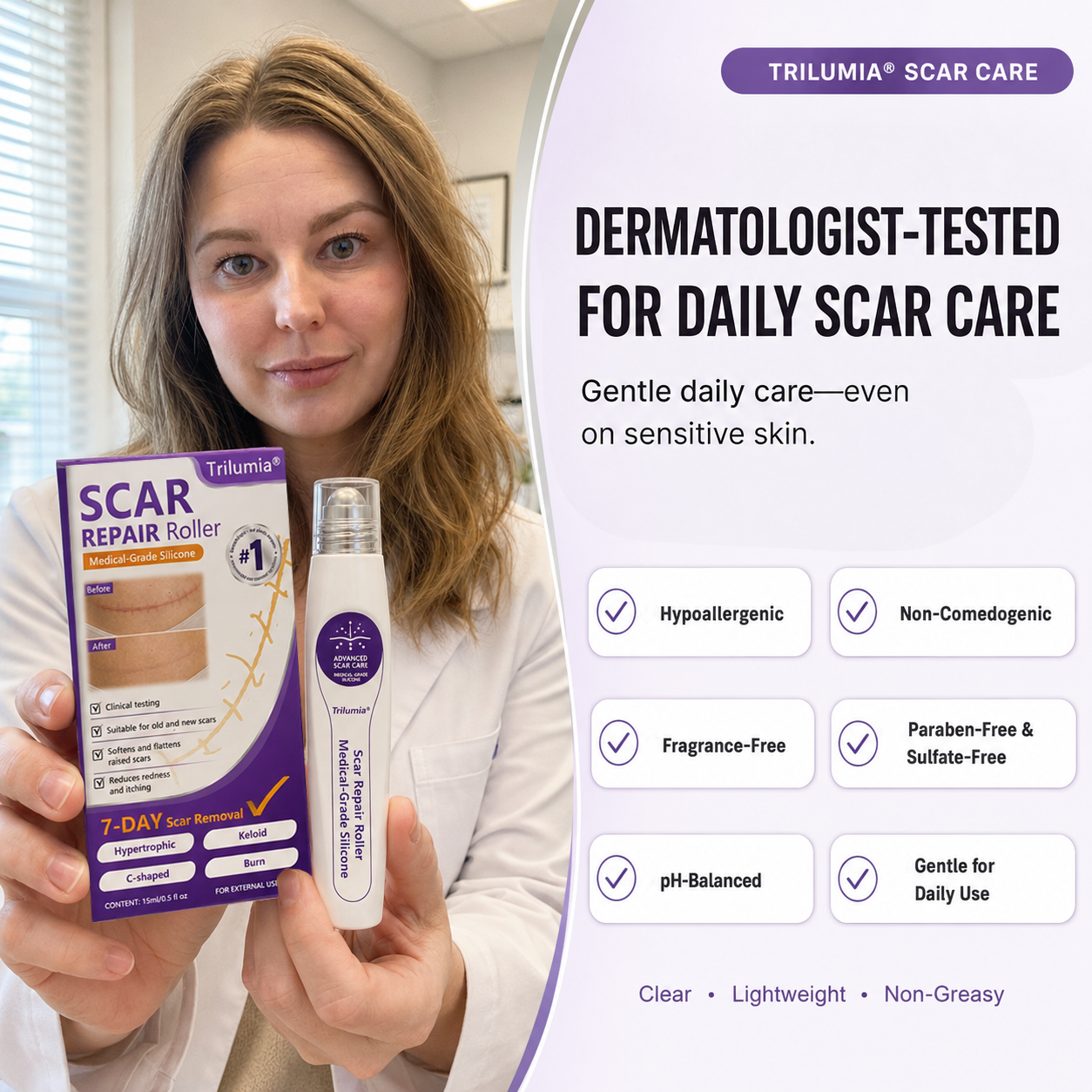 🇦🇺👨‍⚕️Trilumia® Medical-Grade Silicone Scar Repair Roller (For Raised, Red, Firm, Tight & Discoloured Surgical Scars)