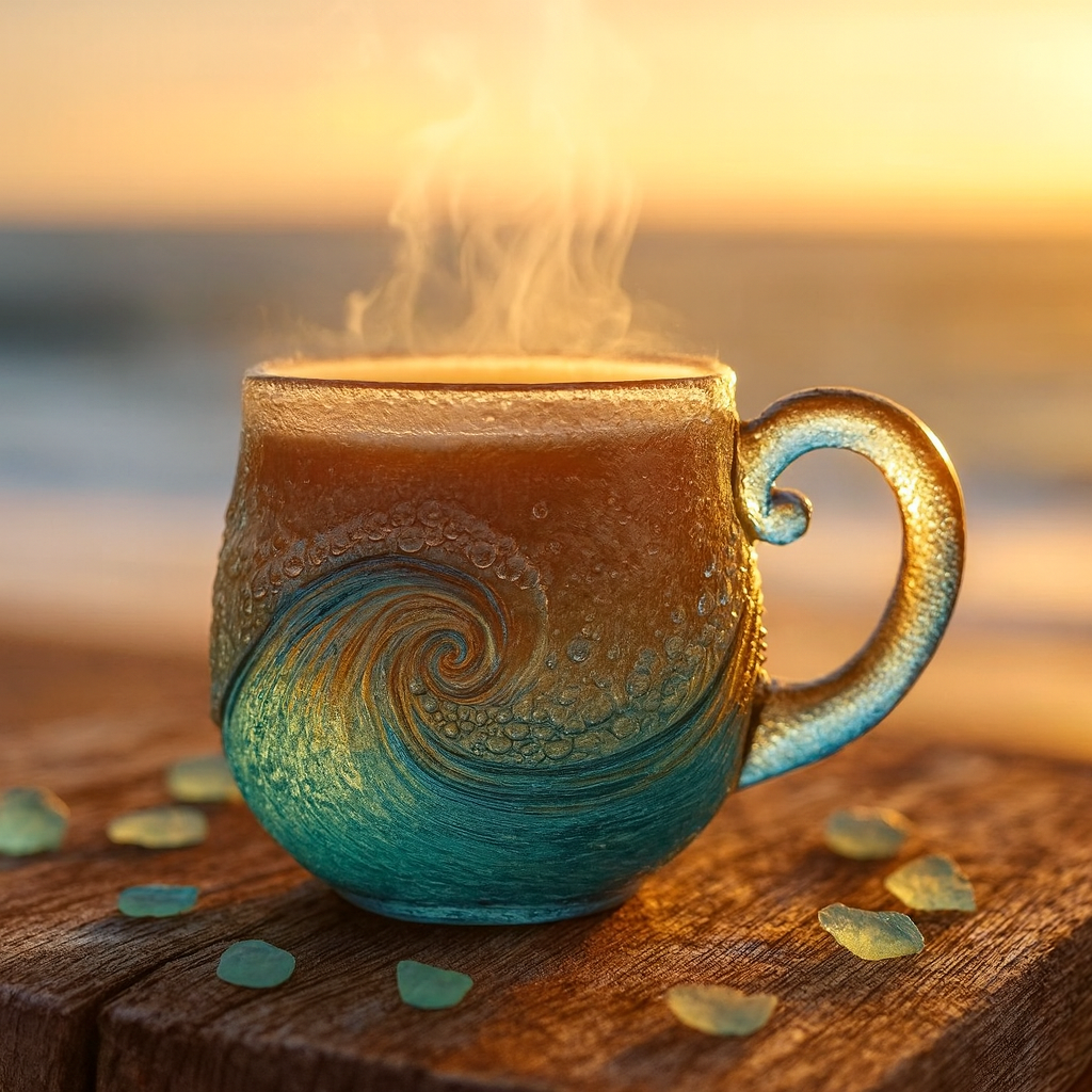 🎄🔥Christmas Best Gifts🔥 Unique Handcrafted Sea Glass Ocean Wave Mug🎁Free Gifts