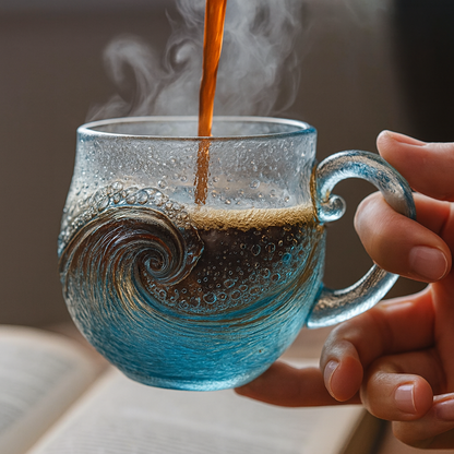 🎄🔥Christmas Best Gifts🔥 Unique Handcrafted Sea Glass Ocean Wave Mug🎁Free Gifts