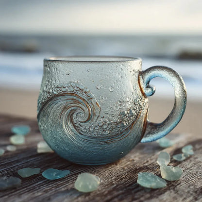 🎄🔥Christmas Best Gifts🔥 Unique Handcrafted Sea Glass Ocean Wave Mug🎁Free Gifts