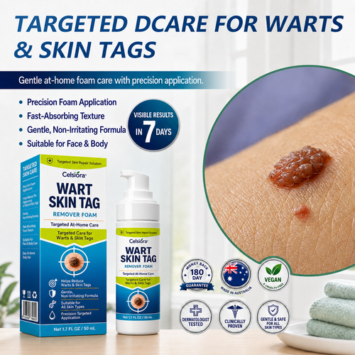 🇦🇺🌿🌿Celsiora® 7 Day Wart & Skin Tag Remover Foam (Targeted Solution for Warts, Skin Tags & Uneven Skin Texture)